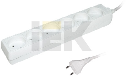IEK WYP10-06-06-03-N Удлинитель  У6  6 мест 2Р/3метра 2х0.75мм2  10А/250В ИЭК