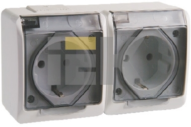 IEK ERM22-K01-16-44-EC РСб22-3-ГБ роз 2м с з/к о/у  IP44 (цвет крышки:дымчатый) ГЕРМЕС