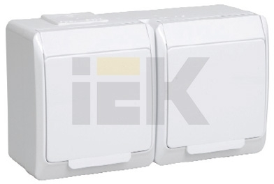 IEK ERM22-K02-16-44-EC РСб22-3-ГЧ роз.2м с з/к о/у IP44 (цвет крышки:белый) ГЕРМЕС