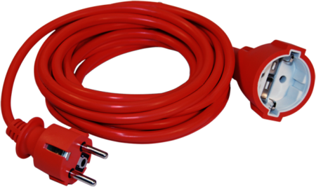 IEK WUP10-05-K09 Шнур УШ-01РВ оранж. с круглой вилкой и розеткой 2P+PE 3х1,0/5метров ИЭК