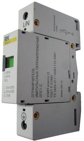 IEK MOP10-1-C Огр-ль имп. перенапр. ОПС1-C 1Р In=20kA  Un=400B Im=40kA ИЭК