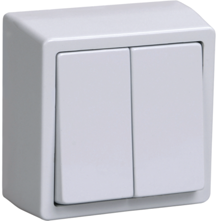 IEK EVB20-K01-10-DC ВС20-2-0-ББ Выключатель двухклавишный  для открытой установки 