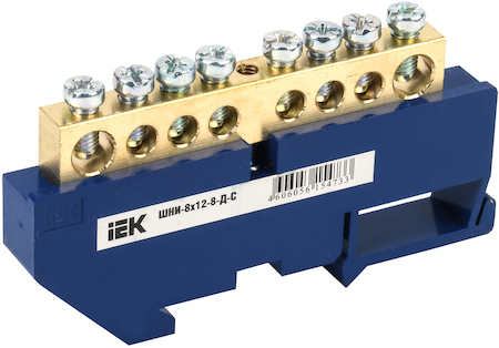 IEK YNN10-812-8D-K07 Шина N "ноль" на DIN-изол ШНИ-8х12-8-Д-С ИЭК
