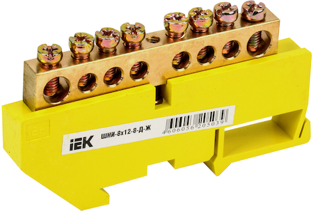 IEK YNN10-812-8D-K05 Шина PE "земля" на DIN-изол ШНИ-8х12-8-Д-Ж ИЭК