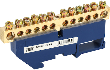 IEK YNN10-812-12D-K07 Шина N "ноль" на DIN-изол ШНИ-8х12-12-Д-С ИЭК