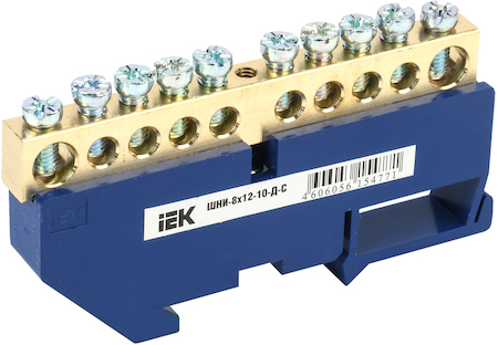 IEK YNN10-812-10D-K07 Шина N "ноль" на DIN-изол ШНИ-8х12-10-Д-С ИЭК