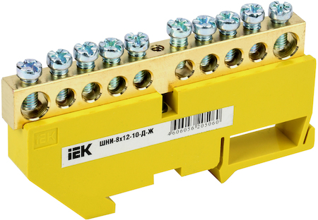 IEK YNN10-812-10D-K05 Шина PE "земля" на DIN-изол ШНИ-8х12-10-Д-Ж ИЭК