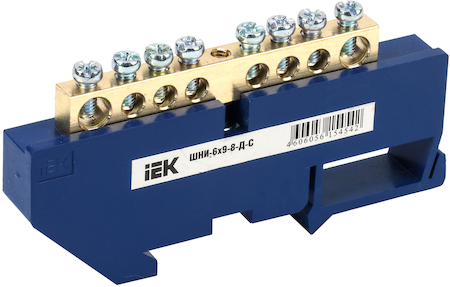 IEK YNN10-69-8D-K07 Шина N "ноль" на DIN-изол ШНИ-6х9-8-Д-С ИЭК