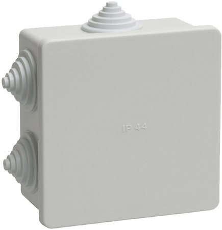 IEK UKO11-085-085-040-K41-44 Коробка КМ41235 распаячная для о/п 85х85х40 мм IP44 (RAL7035, 6 гермовводов)