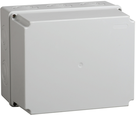 IEK UKO10-240-195-165-K41-44 Коробка КМ41273 распаячная для о/п 240х195х165 мм IP44 (RAL7035, кабельные вводы 5 шт)