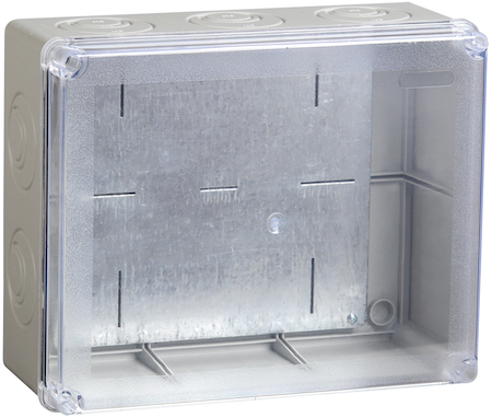 IEK UKO10-240-195-090-K53-55 Коробка КМ41346 распаячная для о/п 240х195х90 мм IP55 (RAL7035, монт. плата, кабельные вводы 5 шт)