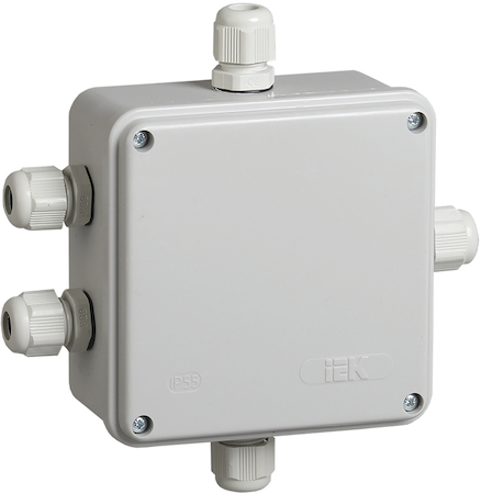IEK UKO10-100-100-050-K51-55 Коробка КМ41330 распаячная для о/п 100х100х50 мм IP55 (RAL7035, гермовводы PG9 5 шт)
