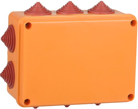 Фото IEK UKF30-150-110-070-6-6-09 Коробка распаячная огнестойкая ПС 150х110х70мм 6P 6мм2 IP55 10 вводов