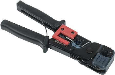 Фото IEK TM1-B10V ITK Инструмент обжимной для RJ-45/12/11 без храпового механизма чёрно-красный