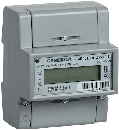IEK SCE-1R12-1-02-2 Счетчик эл. эн. 1-ф од.т. STAR 101/1 R1,2-5(60)Э Ш2 GENERICA