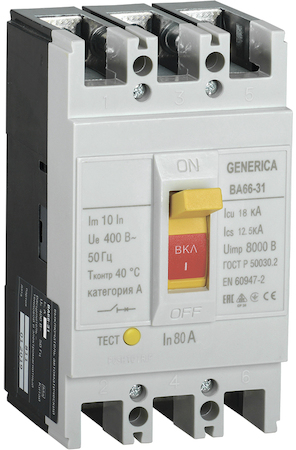 IEK SAV10-3-0080-G Выкл. авт. ВА66-31 3Р 80А 18кА GENERICA