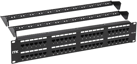 IEK PP48-2UC5EU-D05-1 ITK 2U патч-панель кат. 5Е UTP 48 портов (Dual) с каб. орг-м