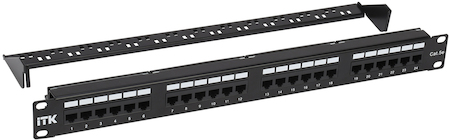 IEK PP24-1UC5EU-D05-1 ITK 1U патч-панель кат. 5Е UTP 24 порта (Dual) с каб. орг-м