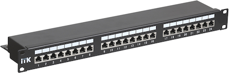 IEK PP24-1UC5ES-D05 ITK 1U патч-панель кат.5Е STP, 24 порта (Dual), с кабельным органайзером