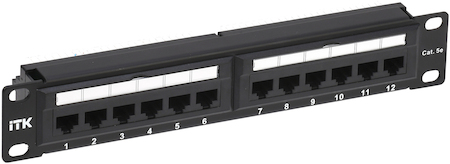 IEK PP12-1UC5EU-D05-10 ITK 1U патч-панель кат.5E UTP 12 портов 10" Dual IDC