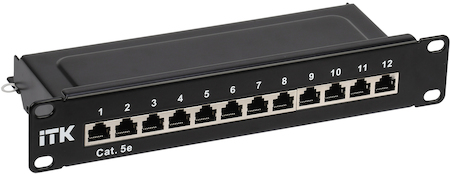 IEK PP12-1UC5ES-D05-10 ITK 1U патч-панель кат.5E STP 12 портов 10" Dual IDC