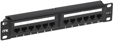 IEK PP12-1UC06U-D05-10 ITK 1U патч-панель кат.6 UTP 12 портов 10" Dual IDC