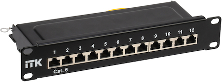 IEK PP12-1UC06S-D05-10 ITK 1U патч-панель кат.6 STP 12 портов 10" Dual IDC