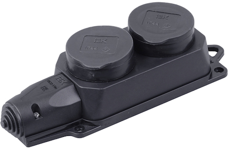 IEK PKR62-016-2-K02 РБ32-1-0м Розетка (колодка) двухместная с защитными крышками ОМЕГА IP44