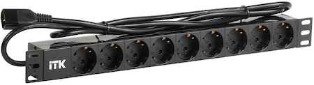 IEK PH22-9D2 ITK PDU 9 розеток нем. ст, 1U, шнур 2м вилка С14 ал.проф