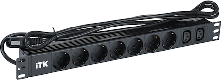 IEK PH22-7D2C132-P ITK PDU 7 розеток нем. ст. + 2 С13 1U каб. 2м C14