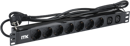 IEK PH22-7D2C131-P ITK PDU 7 розеток нем. ст. + 2 С13 1U каб. 2м нем. ст.