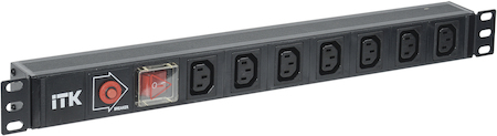 IEK PH13-7C133 ITK PDU 7 розеток C13, с выкл. и защ. от перенапр, без шнура