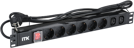 IEK PH12-6D2C131-P ITK PDU 6 розеток нем. ст. + 2 С13 LED 1U каб. 2м нем. ст.