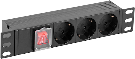 Фото ITK PDU 3 розетки немецкий стандарт с LED выключателем 1U вход С14 без кабеля 10"