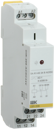 OIR-208-ACDC24V Промежут. реле.OIR 2 конт (8А). 24 В AC/DC IEK