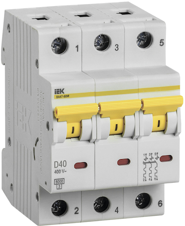 IEK MVA41-3-040-D Авт.выкл. ВА 47-60 3Р 40А 6 кА  х-ка D ИЭК