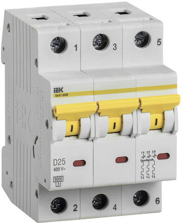 IEK MVA41-3-025-D Авт.выкл. ВА 47-60 3Р 25А 6 кА  х-ка D ИЭК