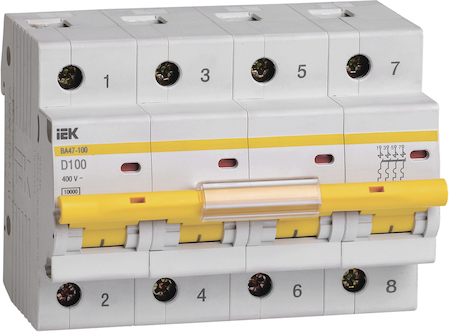 IEK MVA40-4-100-D Авт. выкл.ВА47-100 4Р 100А 10кА х-ка D ИЭК