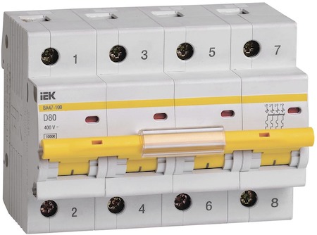 IEK MVA40-4-080-D Авт. выкл.ВА47-100 4Р  80А 10кА х-ка D ИЭК