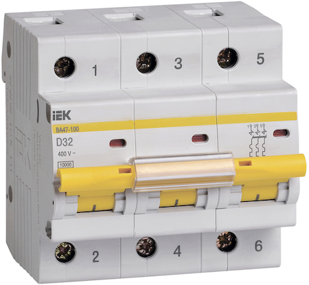 IEK MVA40-3-032-D Авт. выкл.ВА47-100 3Р 32А 10кА х-ка D ИЭК
