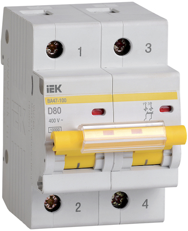 IEK MVA40-2-080-D Авт. выкл.ВА47-100 2Р 80А 10кА х-ка D ИЭК