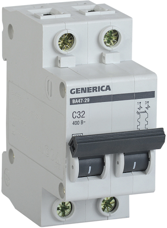 IEK MVA25-2-032-C Авт. выкл. ВА47-29 2Р 32А 4,5кА х-ка С GENERICA