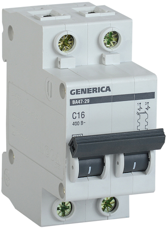 IEK MVA25-2-016-C Авт. выкл. ВА47-29 2Р 16А 4,5кА х-ка С GENERICA
