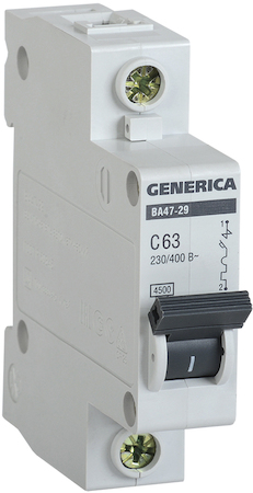 IEK MVA25-1-063-C Авт. выкл. ВА47-29 1Р 63А 4,5кА х-ка С GENERICA