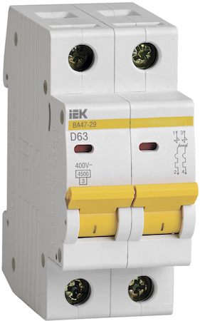 IEK MVA20-2-063-D Авт. выкл.ВА47-29 2Р 63А 4,5кА х-ка D ИЭК