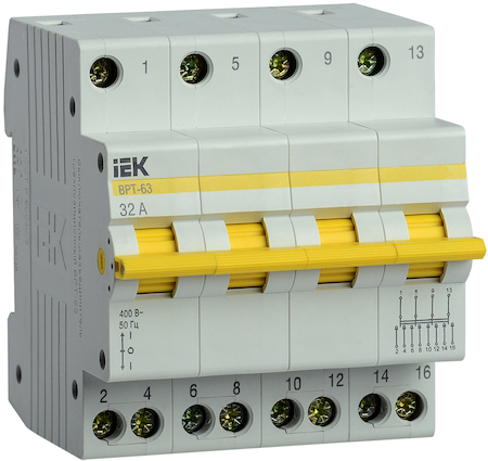 Фото IEK MPR10-4-032 Выключатель-разъединитель трехпозиционный 4п ВРТ-63 32А ИЭК