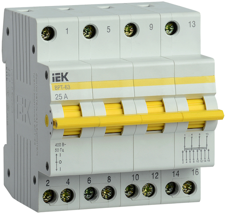Фото IEK MPR10-4-025 Выключатель-разъединитель трехпозиционный 4п ВРТ-63 25А ИЭК