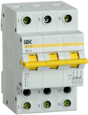 Фото IEK MPR10-3-063 Выключатель-разъединитель трехпозиционный ВРТ-63 3P 63А