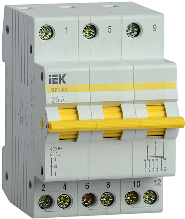 Фото IEK MPR10-3-025 Выключатель-разъединитель трехпозиционный 3п ВРТ-63 25А ИЭК