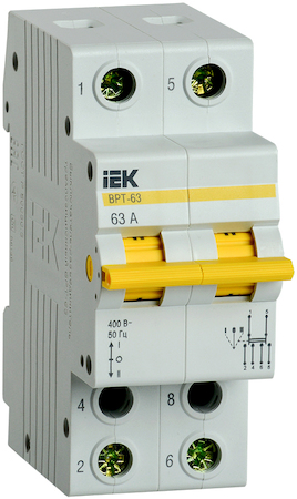 Фото IEK MPR10-2-063 Выключатель-разъединитель трехпозиционный ВРТ-63 2P 63А